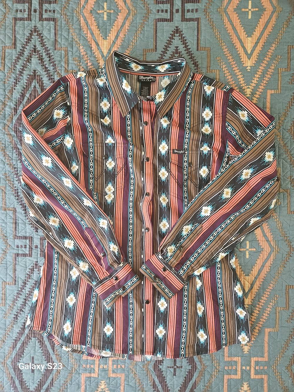 Wrangler Multicolor Southwestern Stripe Button-Up Shirt